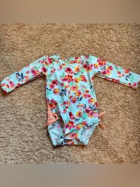 Ruffl Butts Rashguard Floral One Pieve Swimsuit